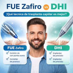 Comparativa FUE Zafiro vs DHI en trasplante capilar